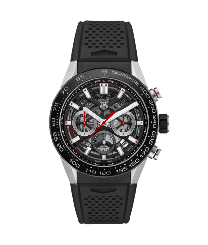 TAG Heuer Carrera Calibre Heuer 02 45 Stainless Steel / Black Ceramic / Skeleton / Rubber